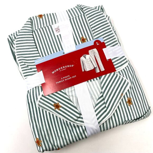 Target Women's Gingerbread Striped Flannel Long Sleeve Shirt Pants Pajama Set - Picture 7 of 12